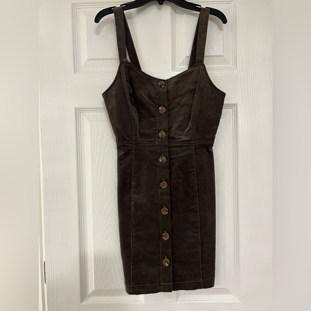 Altar’d State Corduroy Button Jumper - Olive Green